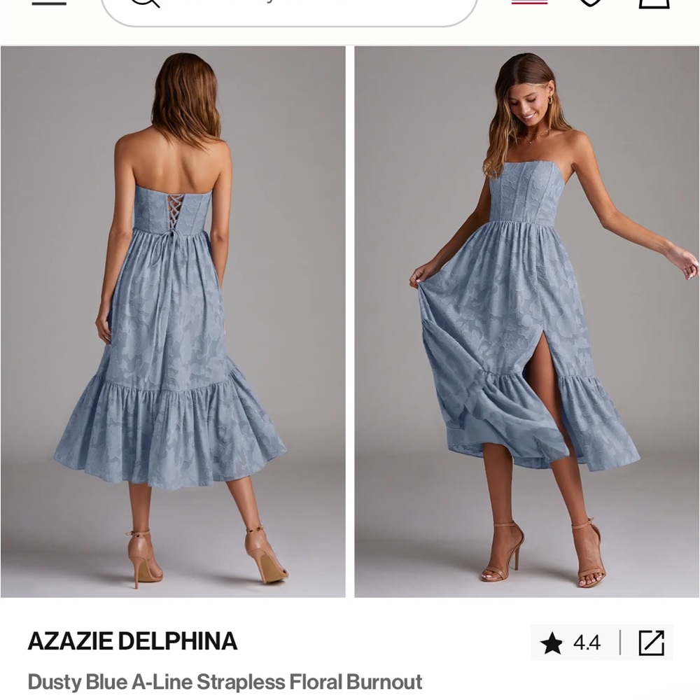 Azazie Blue Strapless Ruched Tiered Dress Dusty Blue